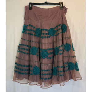 DAY Birger Et Mikkelson Y2K Embroidered Brown Avantgarde Skirt EUR 38 US 8